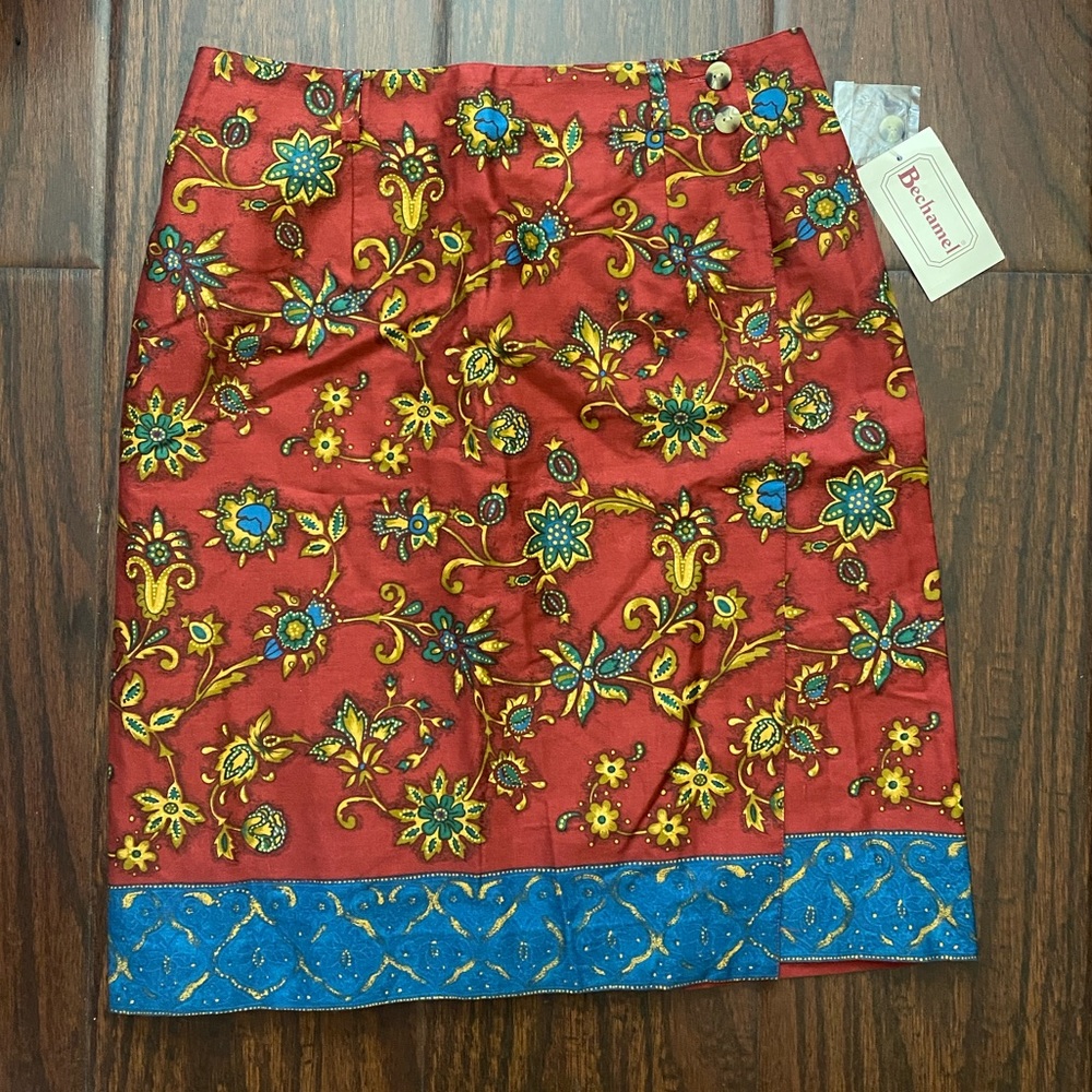 Bechamel Womens Floral Foliage Print Wrap Skirt Size Medium NWT Vintage Hobo